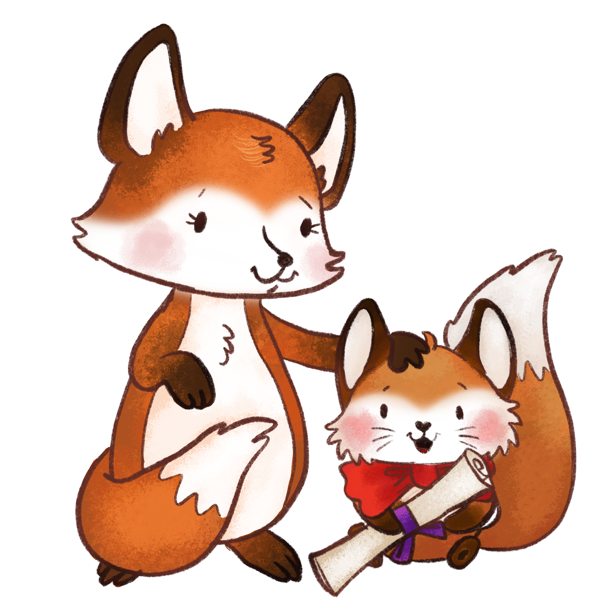 Fox mum and Cecil from Little Fox Tales, children's book illustrations by Anthony Nicholson.